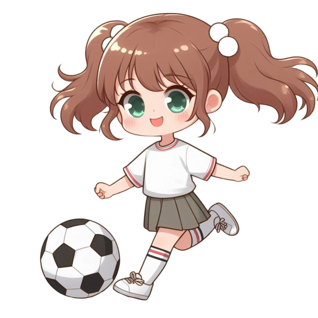 サッカーをする女の子のイラスト