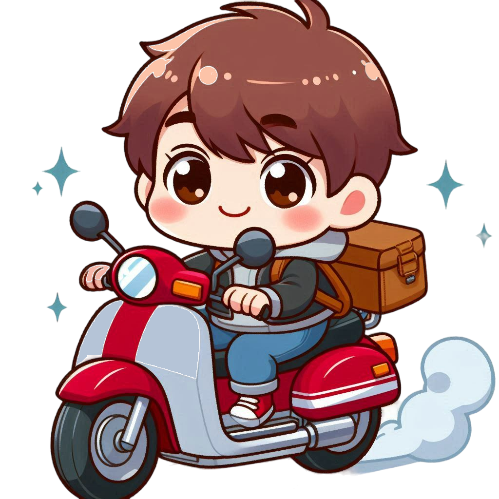 バイクに乗る男の子のイラスト