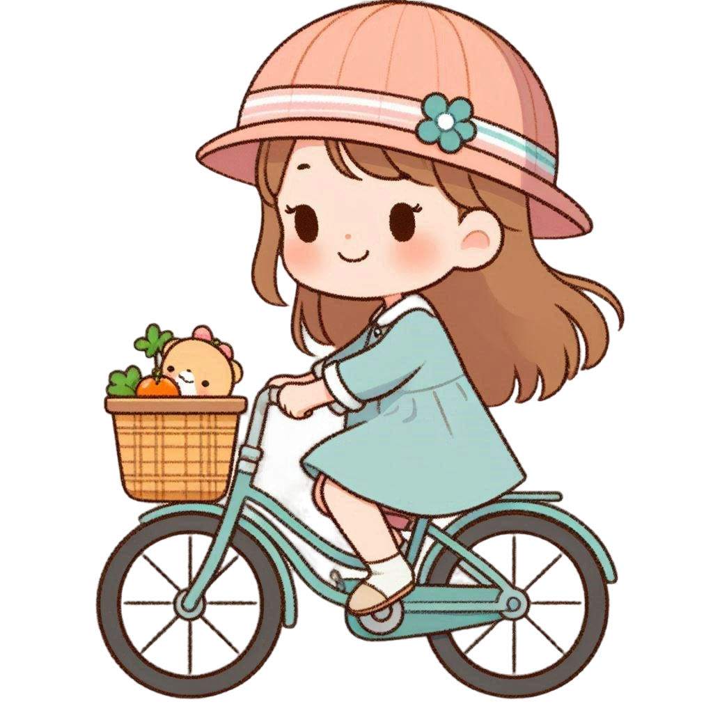 自転車に乗る女の子のイラスト