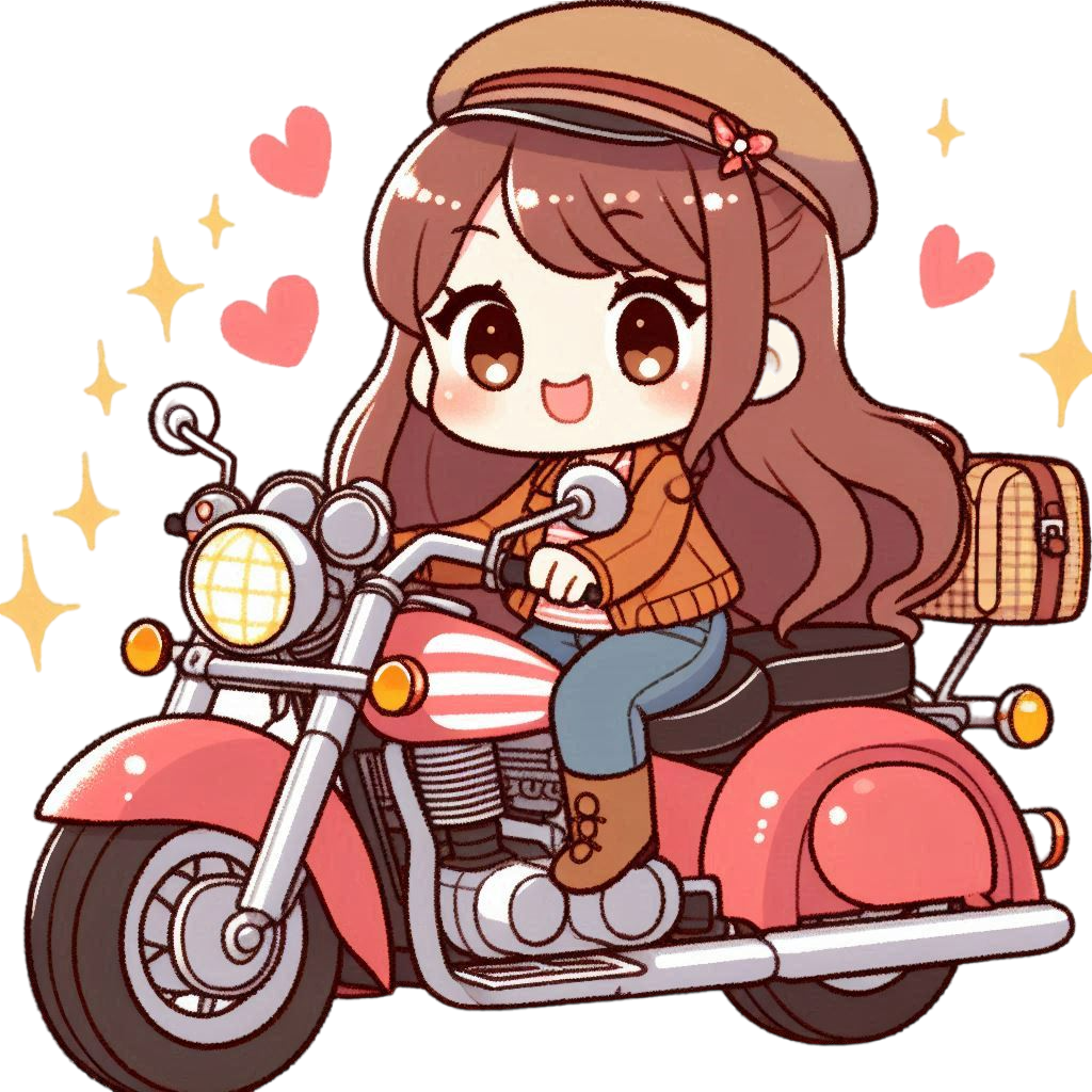 バイクに乗る女性のイラスト