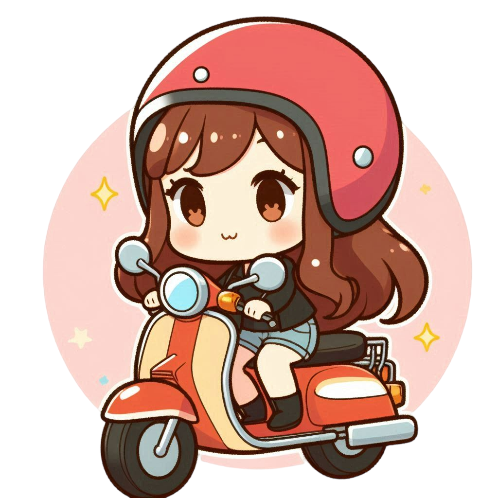 バイクに乗る女性のイラスト