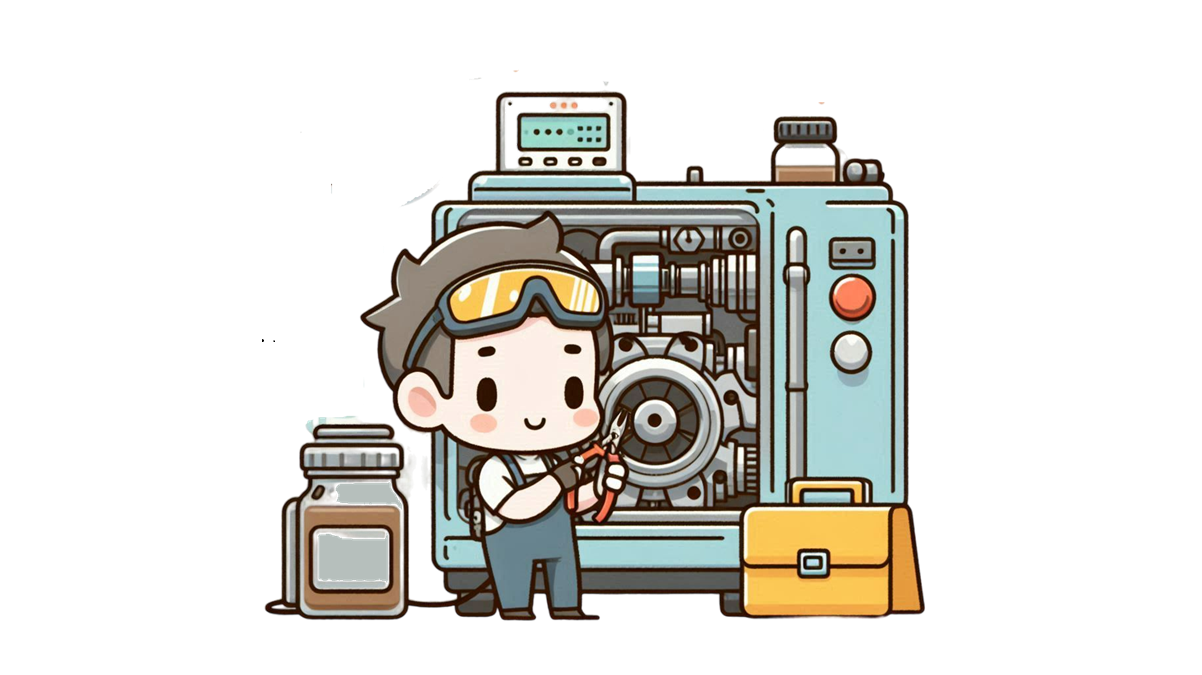 機械を修理する男性の無料イラスト