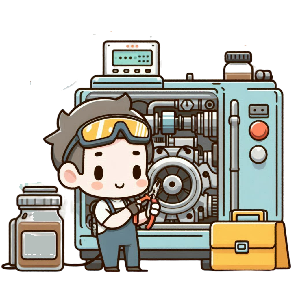 機械を修理する男性の無料イラスト